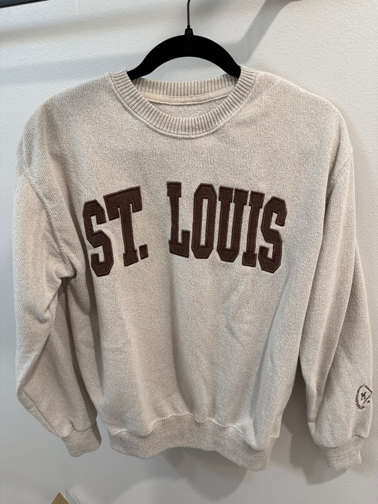 Other - St. Louis Crewneck Sweater in Cream with Brown Lettering